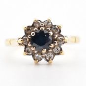 HALLMARKED 18CT GOLD SAPPHIRE & DIAMOND HALO RING