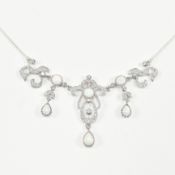 925 SILVER & CZ & OPAL FESTOON NECKLACE