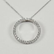 HALLMARKED 18CT WHITE GOLD & DIAMOND PENDANT NECKLACE