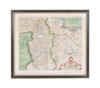 17TH CENTURY HAND COLOURED ENGRAVED MAP OF NOTTINGHAM