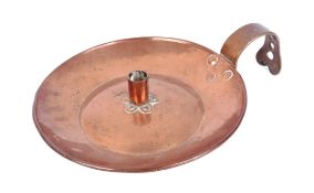 19TH CENTURY ARTS & CRAFTS LARGE COPPER CHAMBER STICK