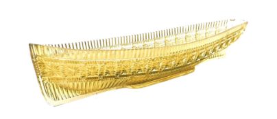 ART DECO MOULDED GLASS FRUIT BOWL IN THE FORM OF A CANOE