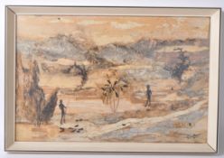 A VINTAGE 20TH CENTURY 1970S ABORIGINAL MIXED MEDIA PICTURE