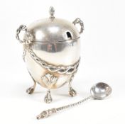 VICTORIAN HALLMARKED SILVER MUSTARD POT & SPOON
