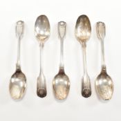 SET OF FIVE VICTORIAN ART NOUVEAU HALLMARKED SILVER TEA SPOONS