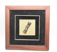 FRAMED WHITE METAL & ENAMEL TRIBAL HALF KUNDU DRUM WALL ART