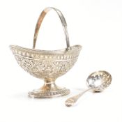 HALLMARKED VICTORIAN SILVER BON BON DISH & SUGAR SIFTER SPOON