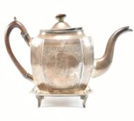19TH CENTURY GEORGE III HALLMARKED SILVER TEA POT & STAND