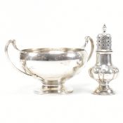 HALLMARKED SILVER SUGAR BOWL & PEPPER POT