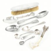 COLLECTION OF GEORGIAN & LATER HALLMARKED SILVER & WHITE METAL ITEMS