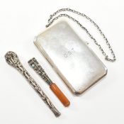HALLMARKED SILVER CIGARETTE CASE & TWO FILIGREE CHEROOTS