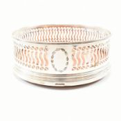 VINTAGE HALLMARKED SILVER & HARDWOOD WINE BOTTLE COASTER