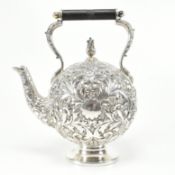 20TH CENTURY SILVER PLATED REPOUSSE TEA POT