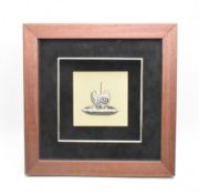 FRAMED WHITE METAL LAKATOI BOAT TRIBAL OBJECT D'ART