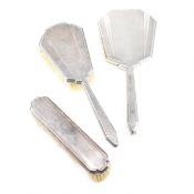 ART DECO MATCHED HALLMARKED SILVER MIRROR & BRUSHES