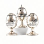 WHITE METAL & NIELLO MIDDLE EASTERN CONDIMENT SET