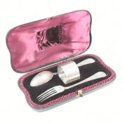 VICTORIAN HALLMARKED SILVER CASED CHRISTENING SET