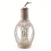 HONG KONG STERLING SILVER OVERLAY GLASS OIL DECANTER