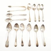 ANTIQUE HALLMARKED SILVER TEA SPOONS & SUGAR TONGS