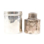 GEORGE V HALLMARKED SILVER CADDY & VICTORIAN OIL BOTTLE