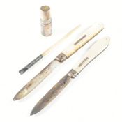 ANTIQUE HALLMARKED SILVER & MOTHER OF PEARL ITEMS