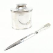 GEORGE V HALLMARKED SILVER TEA CADDY & VINTAGE SILVER HANDLED LETTER OPENER