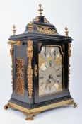 VICTORIAN ORMOLU & EBONISED EIGHT BELLS MUSICAL BRACKET CLOCK