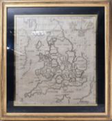 GEORGE III 1802 NEEDLEWORK OF MAP OF BRITAIN BY MARY O'CONNOR