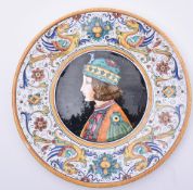 20TH CENTURY ITALIAN MAJOLICA DECORATIVE PLATE WITH BOY
