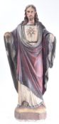 20TH CENTURY PLASTER RELIGIOUS STATUE OF SACRED HEART JESUS