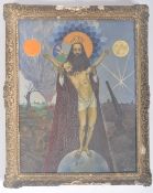 H. COWDELL - ANTI WAR SURREALIST OIL PAINTING STUDY JESUS