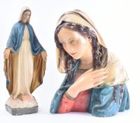 TWO EARLY 20TH CENTURY CONTINENTAL MADONNA PLASTER FIGURES