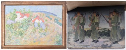 GILBERT SPENCER RA (1892 - 1979) - TWO OIL ON CANVAS PAINTINGS