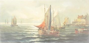 EARLY 20TH CENTURY OIL ON CANVAS - SHIPS & HARBOUR SCENE