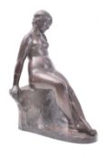 ART DECO HAND SCULPTED BRONZE FEMALE NUDE FIGURE