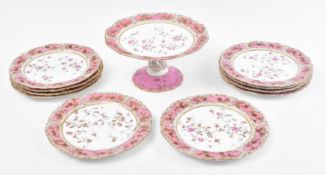 VICTORIAN ENGLISH FINE BONE CHINA HAND PAINTED DESSERT SET