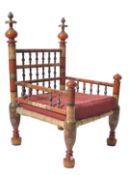 19TH CENTURY INDIAN PUNJABI PIDHA PAINTED MARRIAGE CHAIR