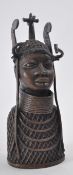 20TH CENTURY AFRICAN BENIN CAST BRONZE WARRIOR FIGURE