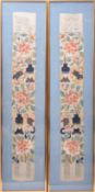 PAIR OF EARLY 20TH CENTURY CHINESE SILK EMBROIDERY PANELS