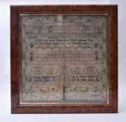 VICTORIAN 19TH CENTURY NEEDLEWORK RELIGIOUS SAMPLER