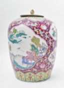 LARGE 19TH CENTURY CHINESE FAMILLE ROSE CERAMIC URN VASE