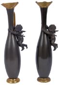 PAIR OF FRENCH 19TH CENTURY BRONZE ART NOUVEAU VASES