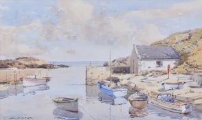 SAM MCLARNON - WATERCOLOUR PAINTING STUDY IRISH HARBOUR