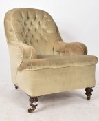 19TH CENTURY VICTORIAN BUTTON BACK ARMCHAIR