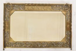 VICTORIAN 19TH CENTURY ARTS & CRAFTS BRASS WALL MIRROR