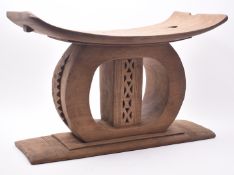 EARLY 20TH CENTURY AFRICAN ASHANTI CARVED HARDWOOD STOOL