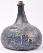 18TH CENTURY GREEN GLASS ONION SHAPED WINE BOTTLE