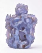 19TH CENTURY CHINESE HAND CARVED AGATE SHOU LAO SNUFF BOX