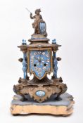 LATE 19TH CENTURY FRENCH GILT METAL & ENAMEL MANTEL CLOCK