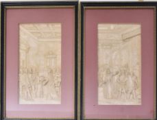 PAIR OF VICTORIAN IN RELIEF WAX SCENES SHAKESPEAREAN STORIES